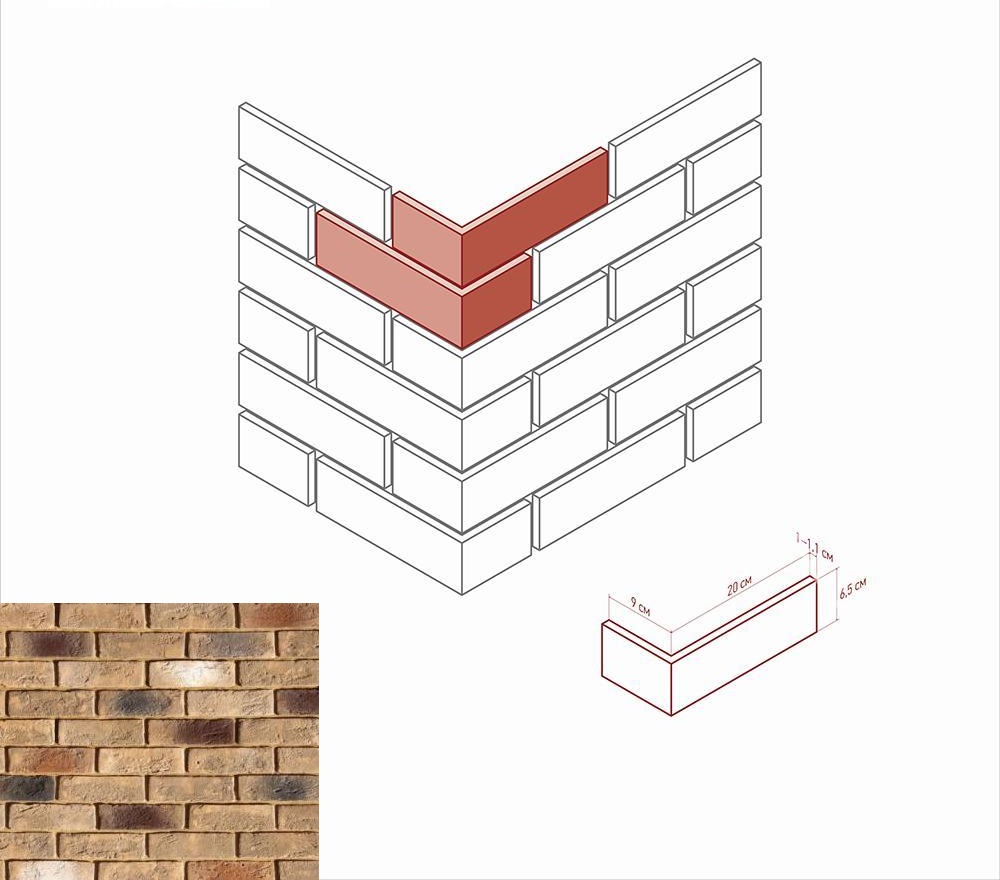 324-45 На стену Кельн брик 324-45 угол
