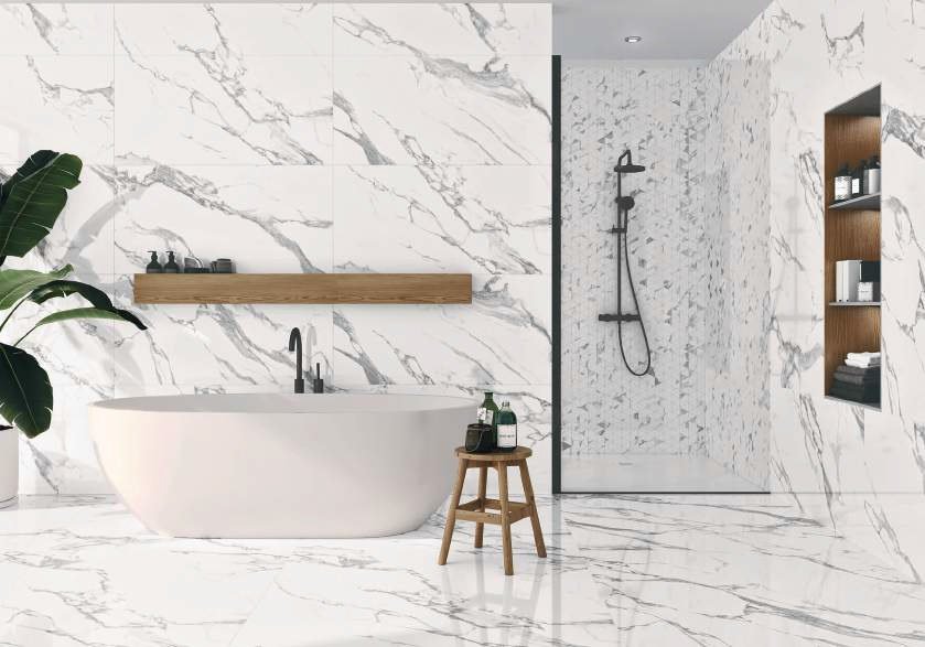 На пол Porcelux Carrara Polished 60x120 - фото 3