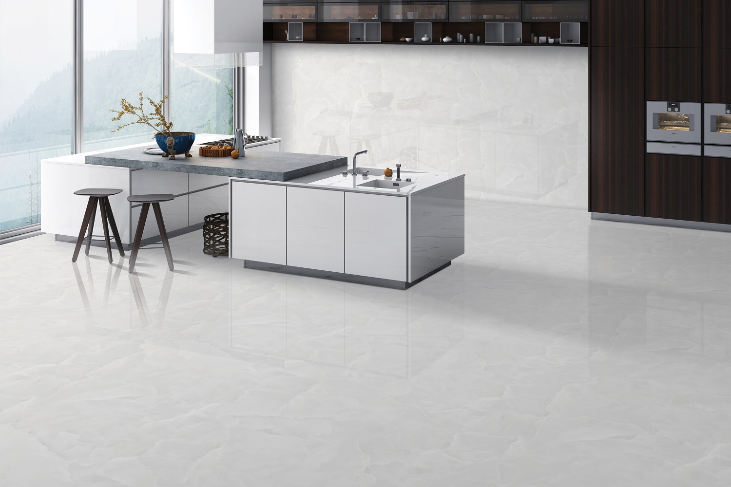 На пол Rose Onyx White Infinia Polished 60х120 - фото 6