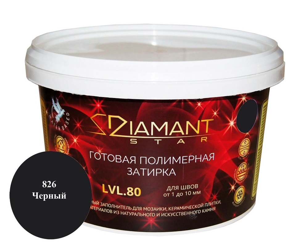  Полимерная затирка Diamant Star 826 Черный 2кг.