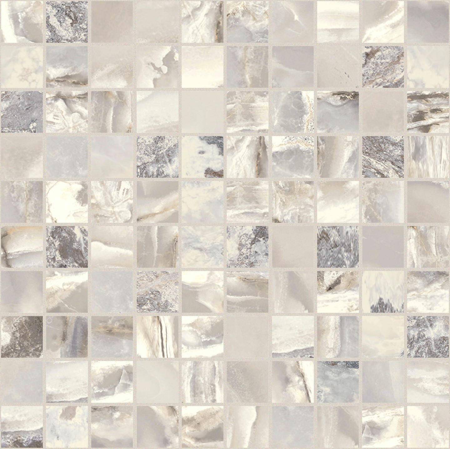 767761 На пол Onyx and More White Blend Satin Mosaico 3x3 30x30