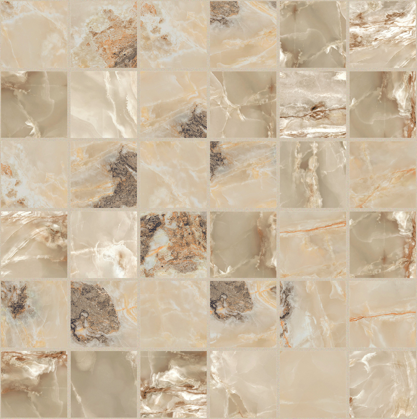 767756 На пол Onyx and More Golden Blend Satin Mosaico 5x5 30x30