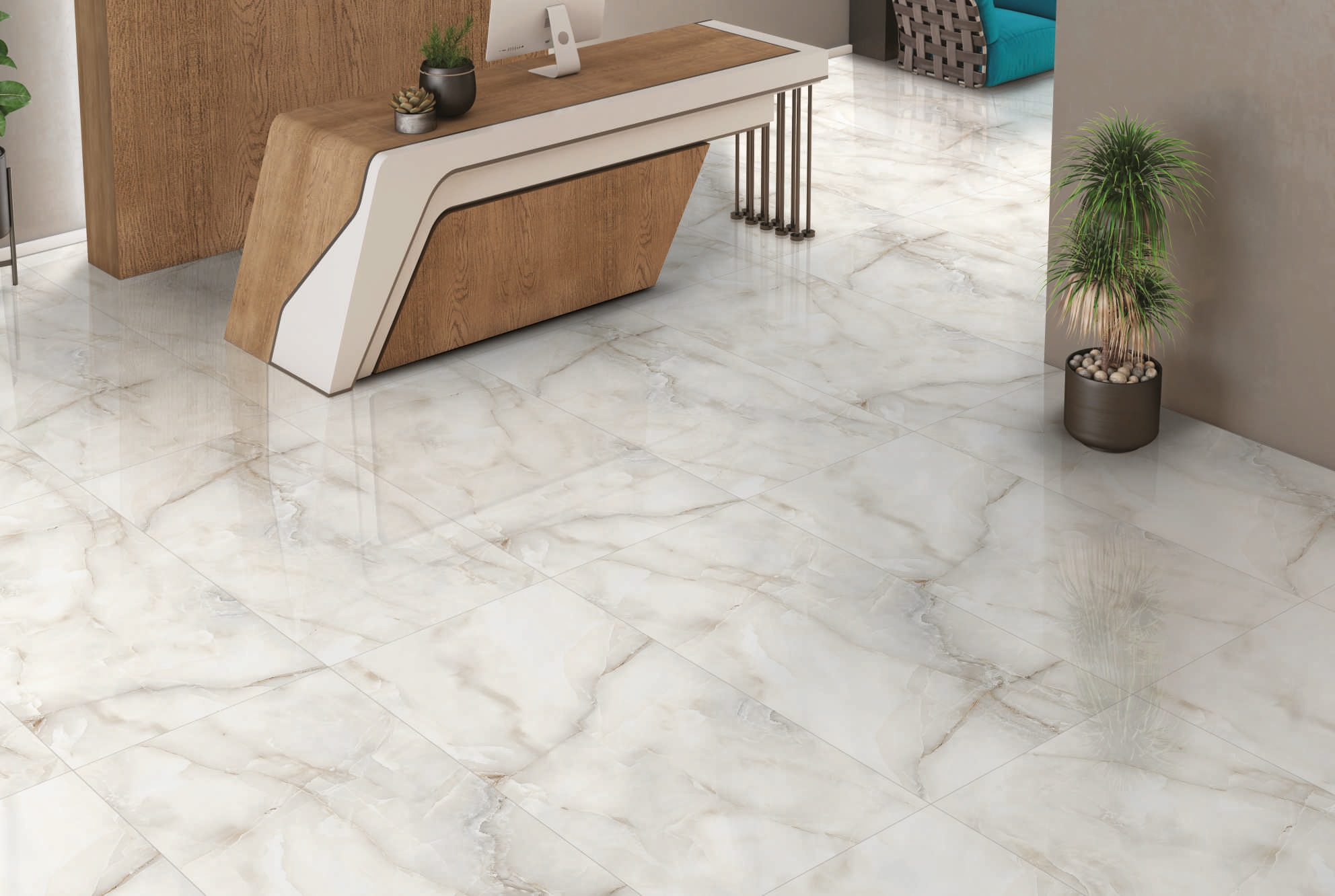 На пол Glossy Piedra Ivory Glossy 600x600 - фото 3