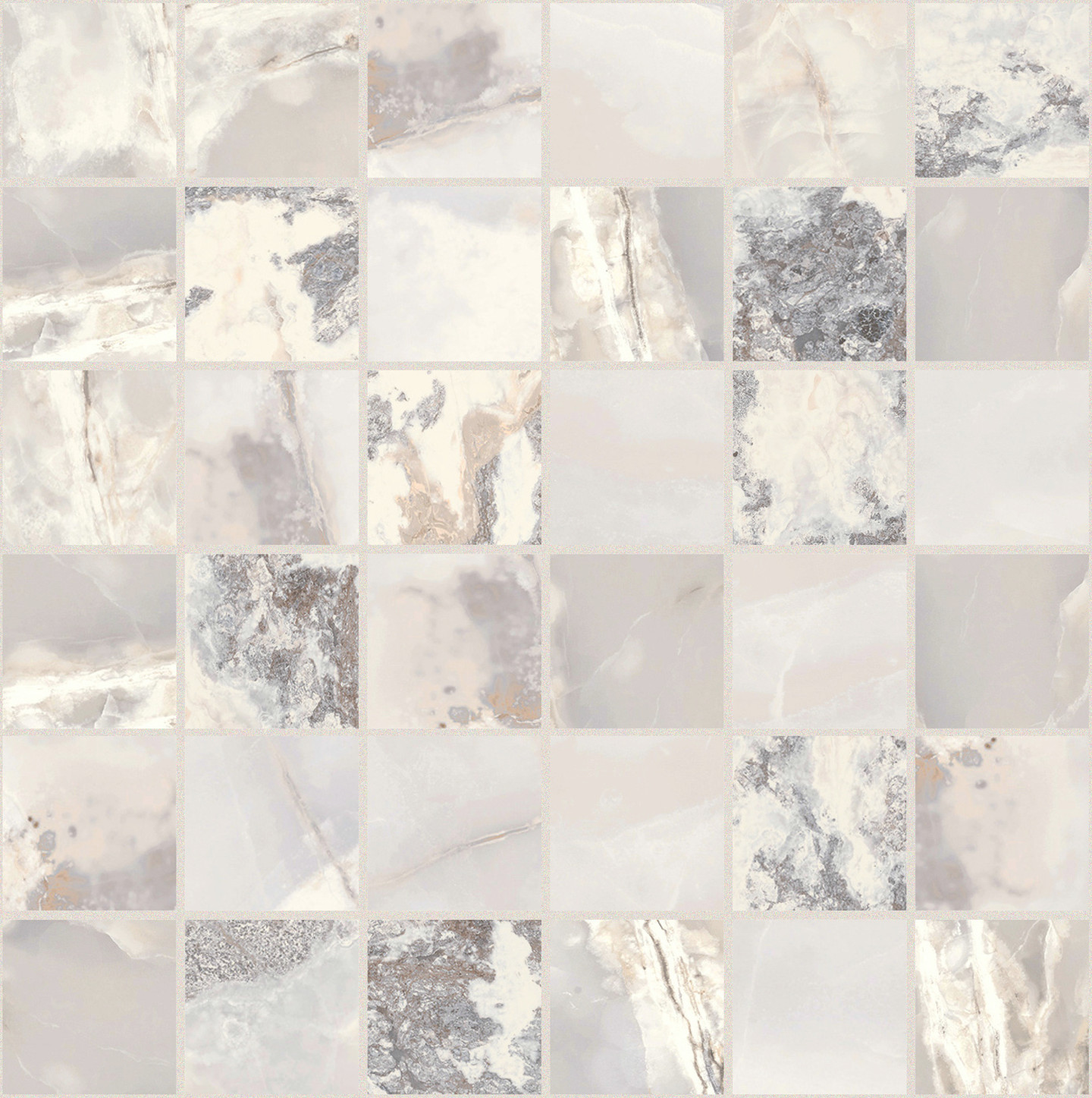 767757 На пол Onyx and More White Blend Satin Mosaico 5x5 30x30