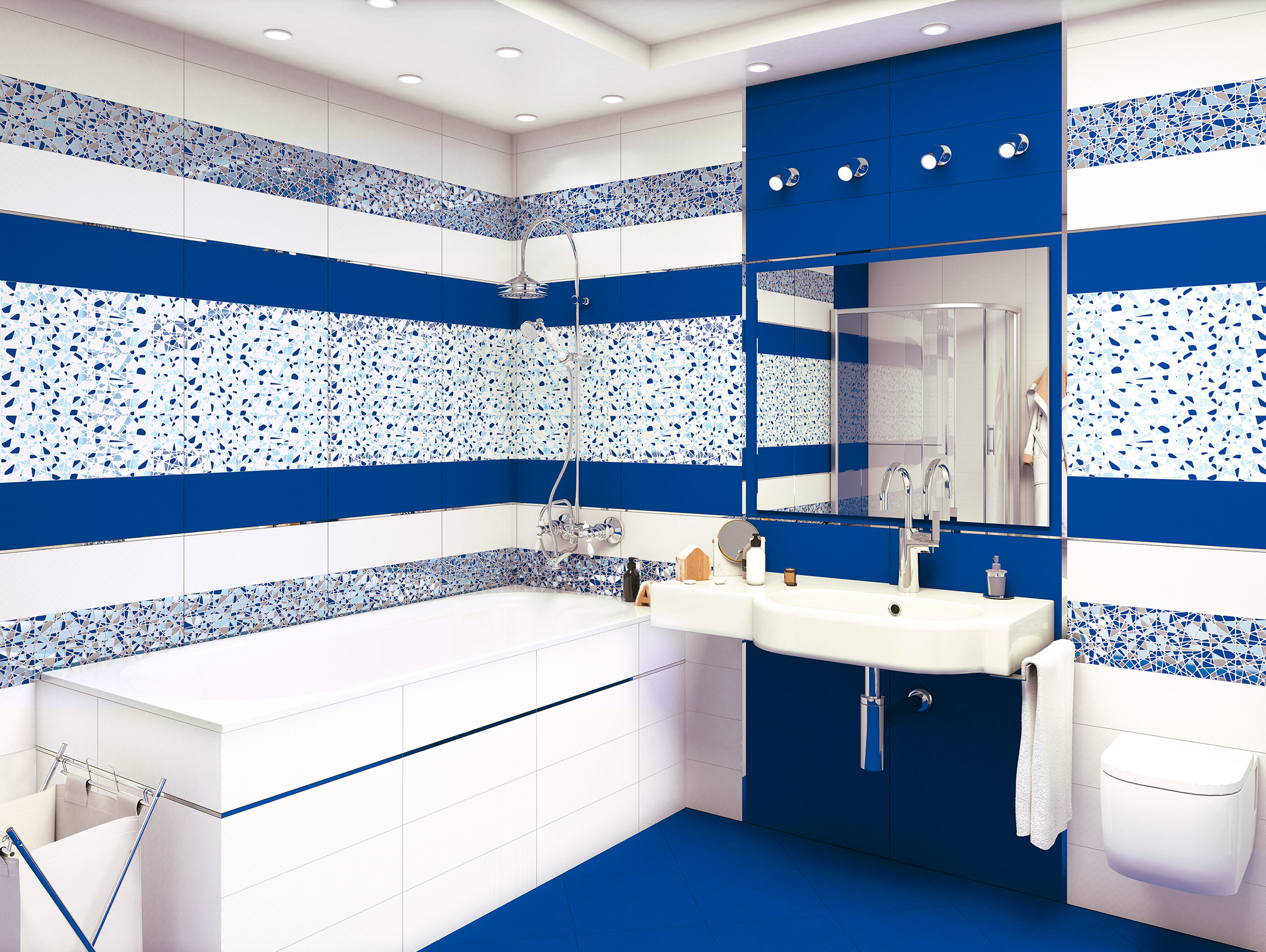 ванна в синем цвете дизайн фото